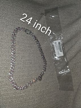Braided Sparkle Dog Necklace Collar - Pink & Silver 24 Inch
